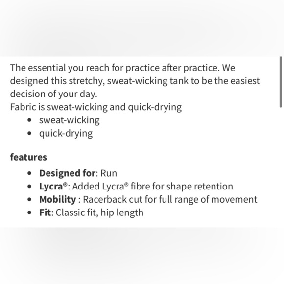 🍋NWT Lululemon Essential Tank *Pleated- White/ Size 12 - Picture 7 of 7